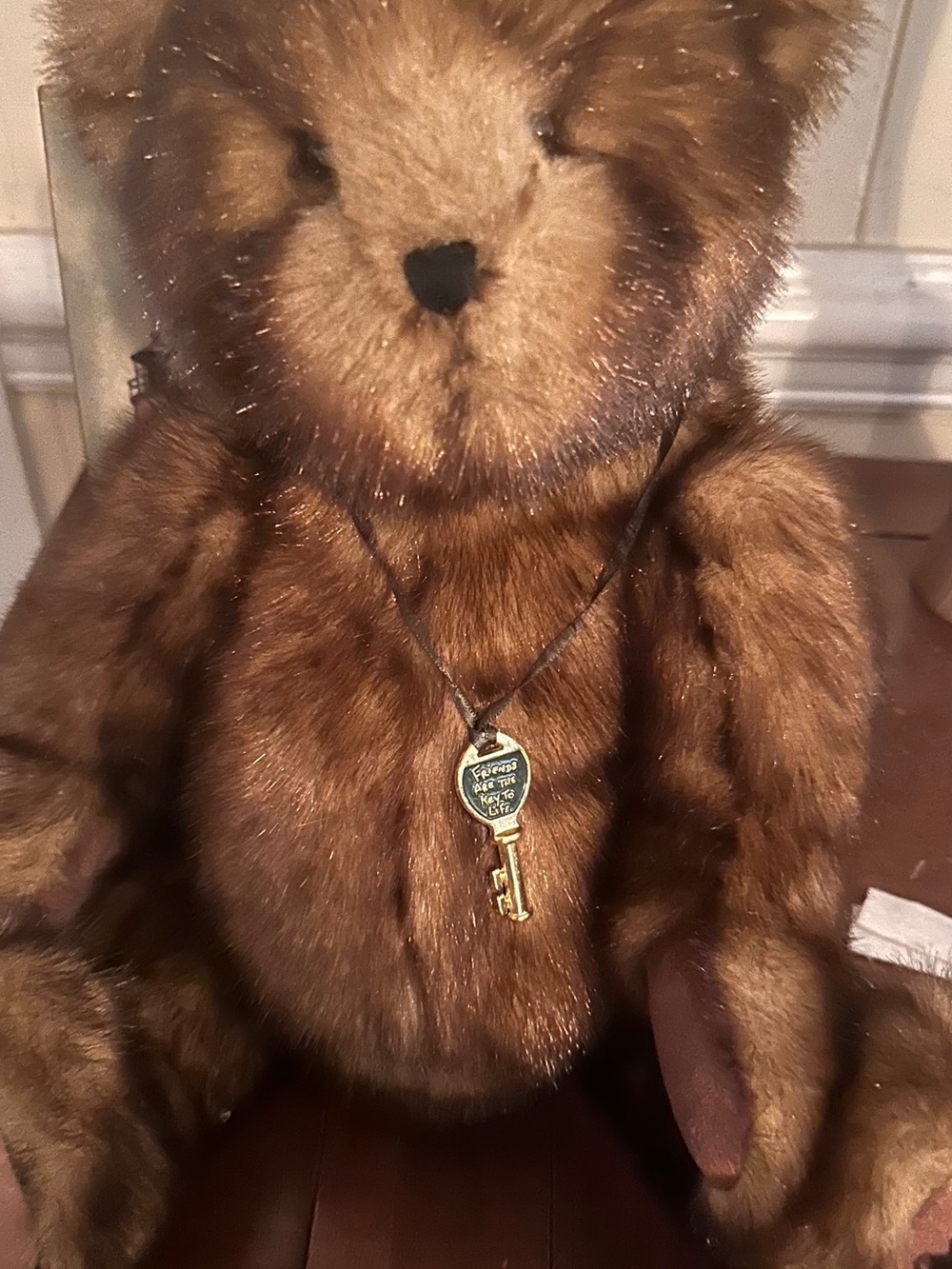 Boyds Bears Brown Plush Bear with Gold Key Pendant